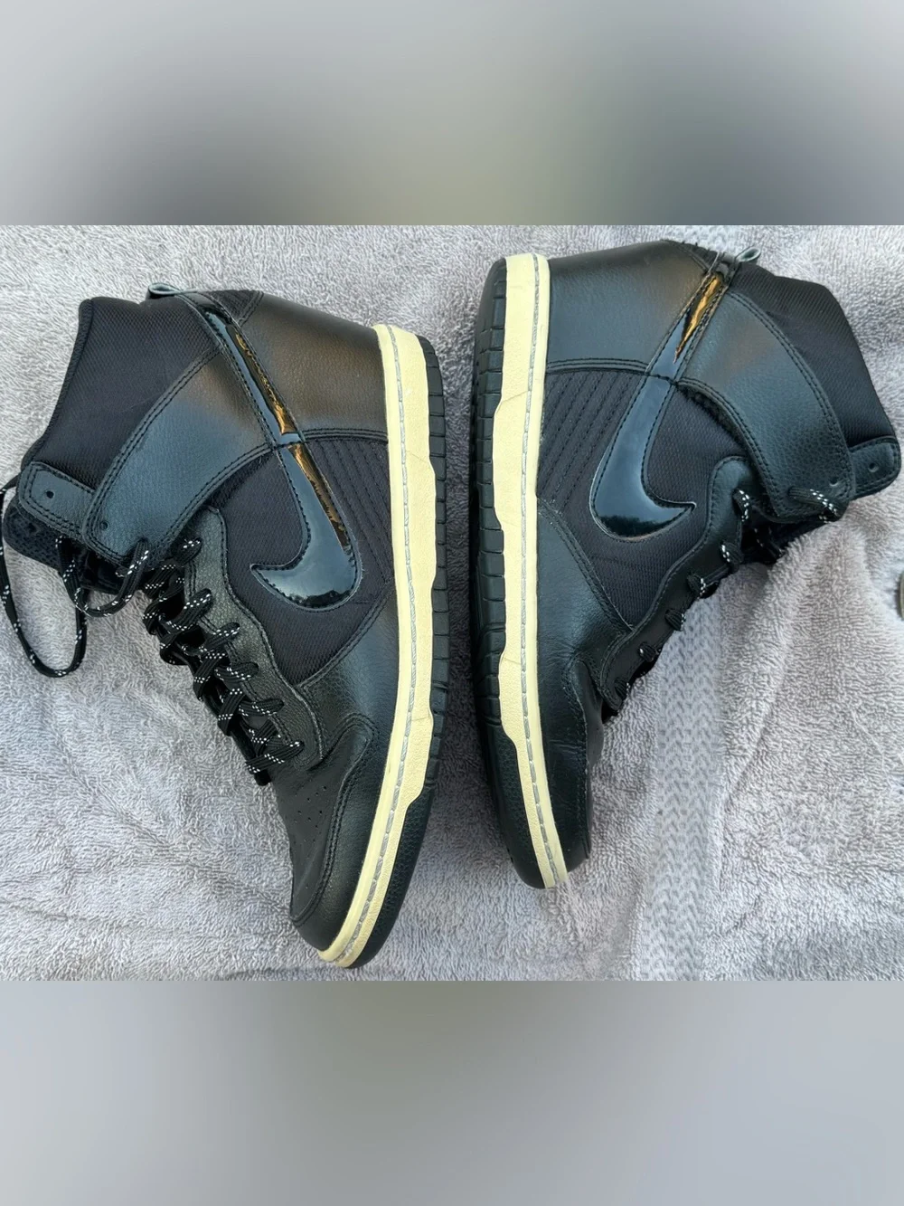 Nike Dunk Sky Hi Wedge Black Patent 644877-008 Women's 8.5 EUC - Picture 2 of 8